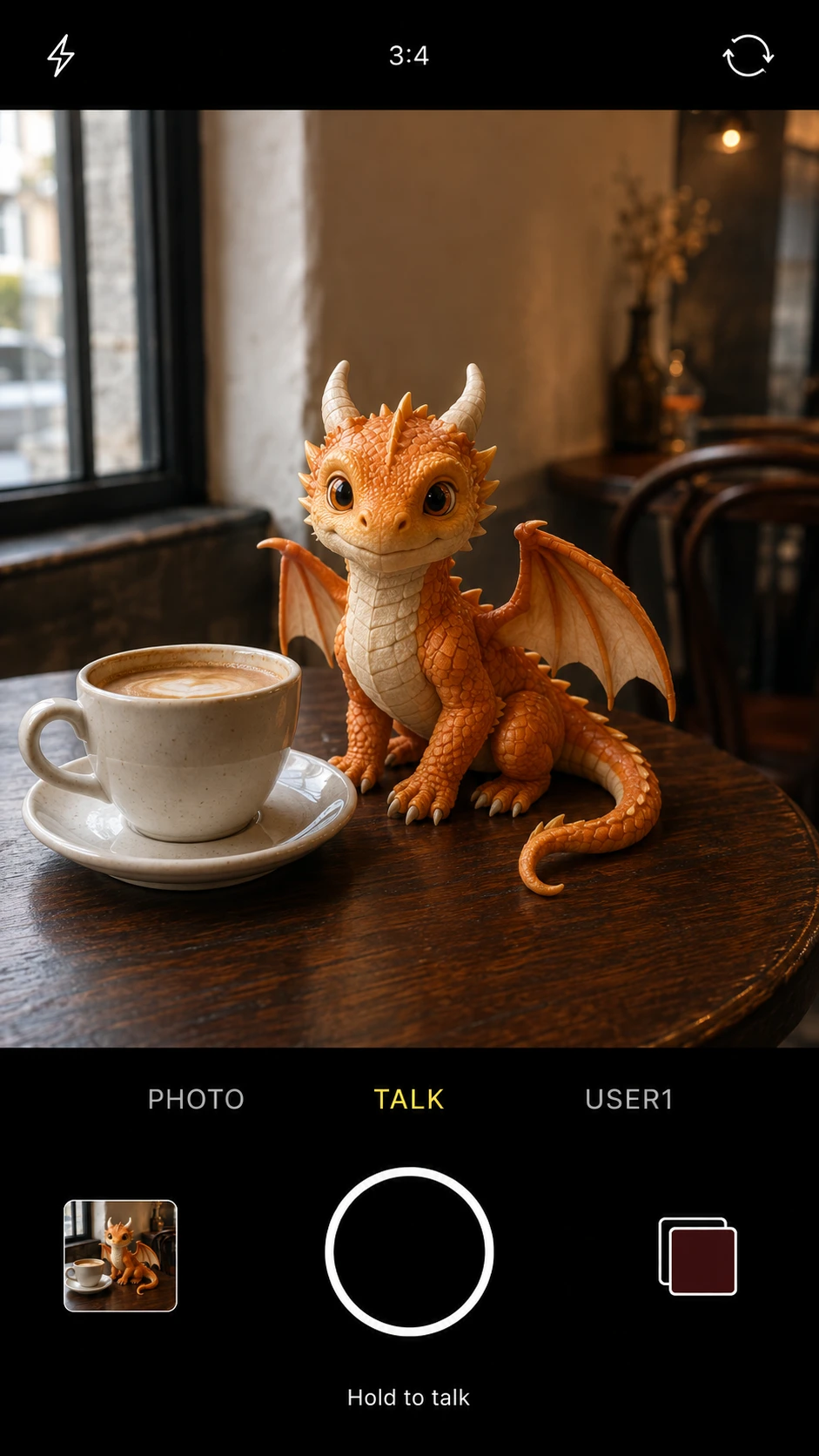 Lieca viewfinder with PHOTO, TALK and a custom preset